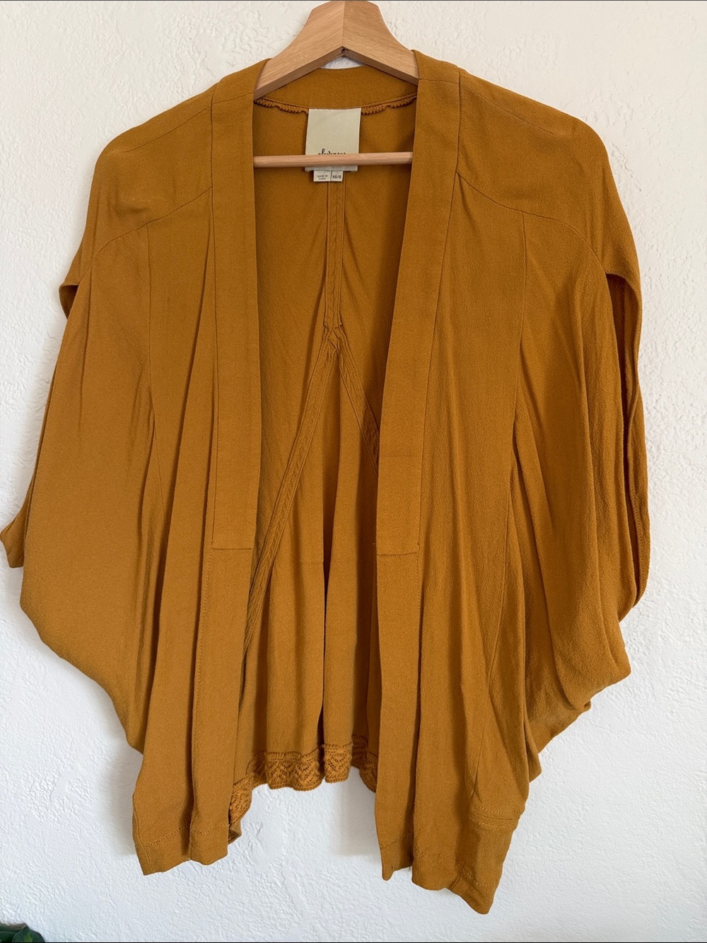 Mustard Open-Front Women's Kimono Cardigan
